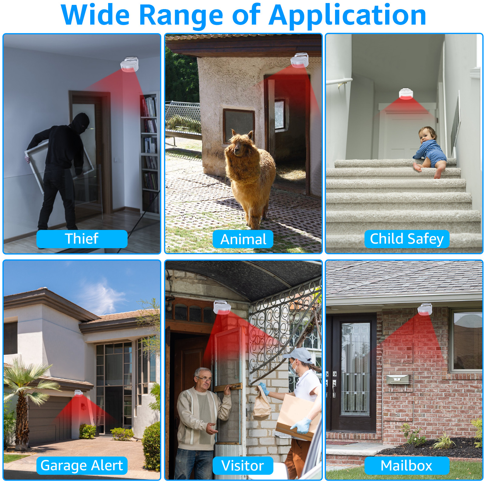 918FT Long Range Wireless Door Chime Entry Motion Sensor Alarm LED Flash