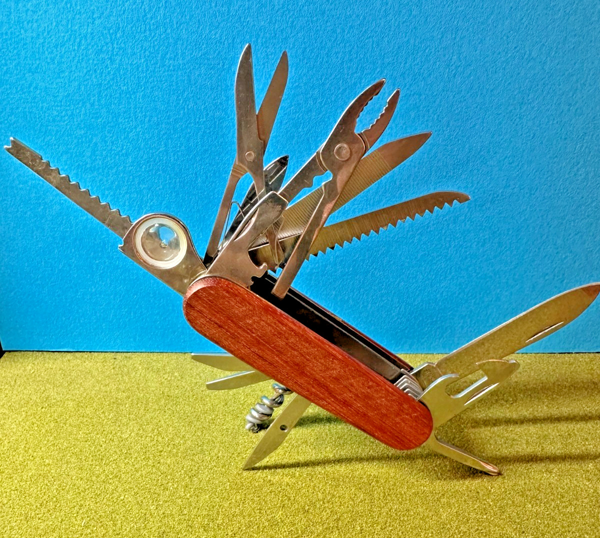 Swiss Style Pocket Knife Tool Kit, 13 Different Tools Stainless Steel Blades