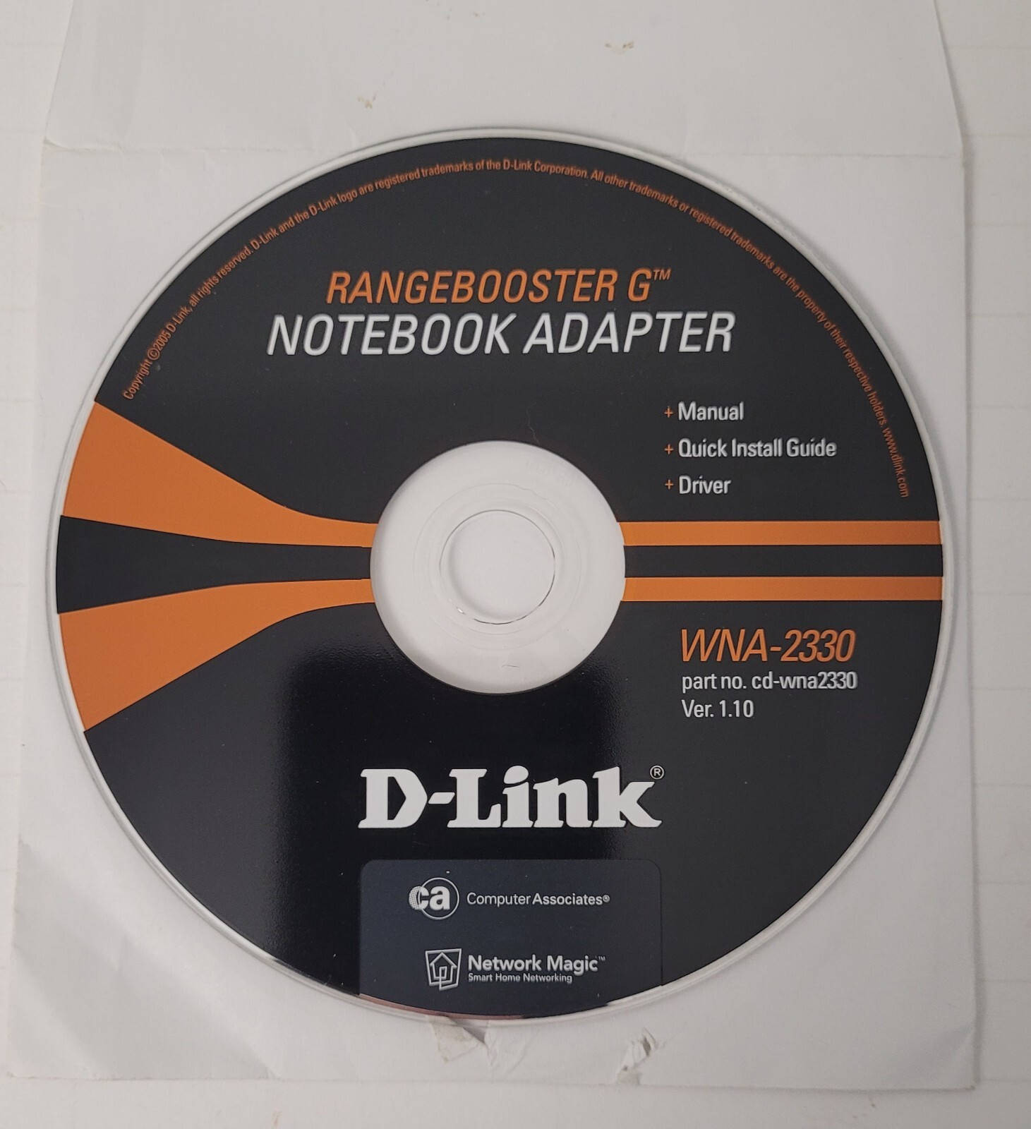 Rangebooster G Notebook Adapter D-link Cd WNA-2330 Version 1.10