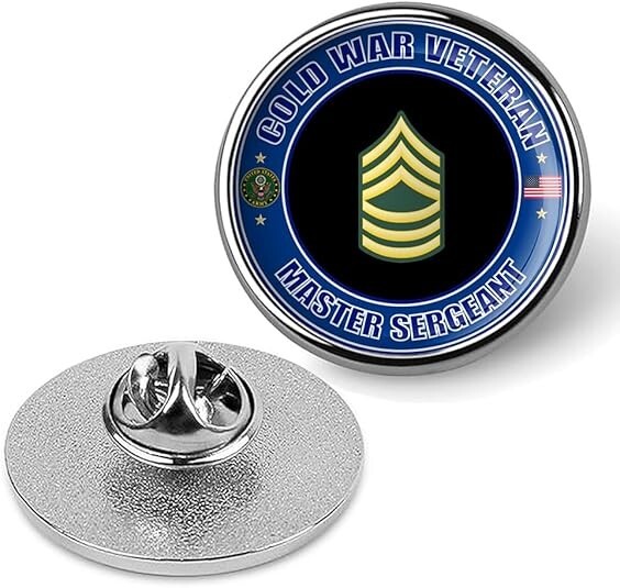 Cold War Veteran Master Sergeant Tie Suit Shirt Lapel Pin - Silver