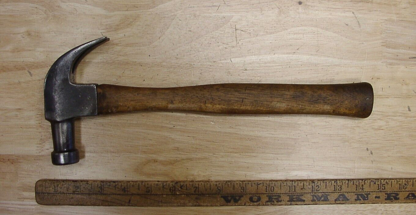 Vintage Vulcan Bell Face Curved Claw Hammer,1lb.10.3oz,5-1/4" Head,VGC