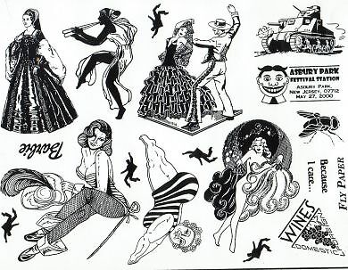 Unmounted Rubber Stamp Plate, Unmounted/Uncut Pink Rubber Stamps