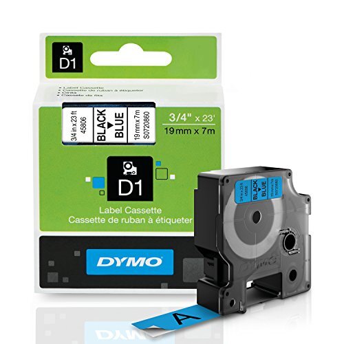 DYMO Labels - Black print on Blue tape, 3/4'' W x 23' L, 1 catridge (45806)