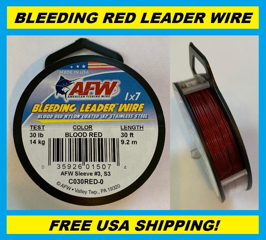 AFW American Fishing Wire Bleeding Leader Wire 1x7 Stainless Steel, 30LB-30FT