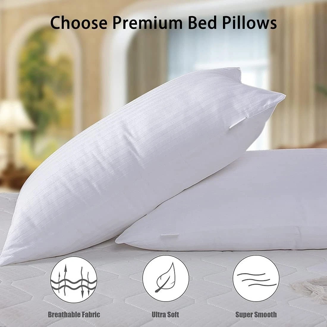 Breathable Queen Size Down Alternative Pillows - Soft 2 Pack for All Sleepers