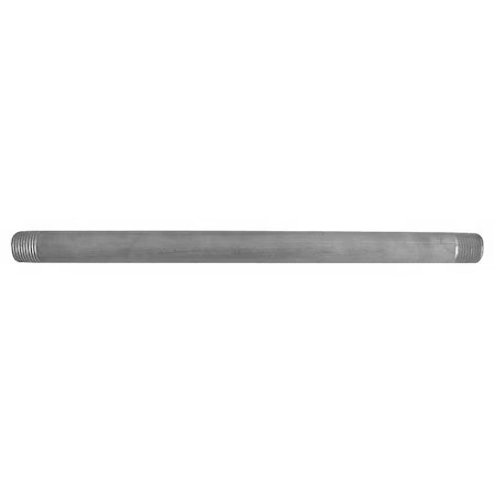 Zoro Select E4bnb16 1/4" Mnpt X 12" Tbe Stainless Steel Pipe Nipple Sch 80,