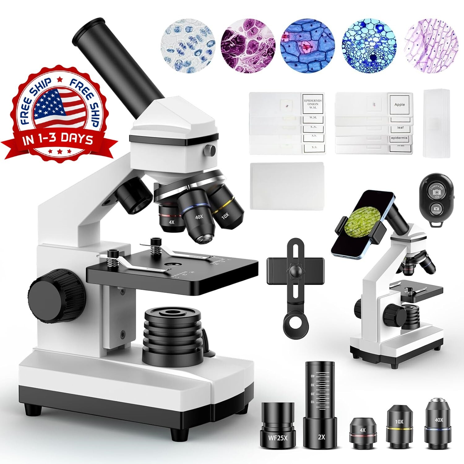 Microscopio biológico monocular para microscopio de laboratorio 100X-2000X NUEVO