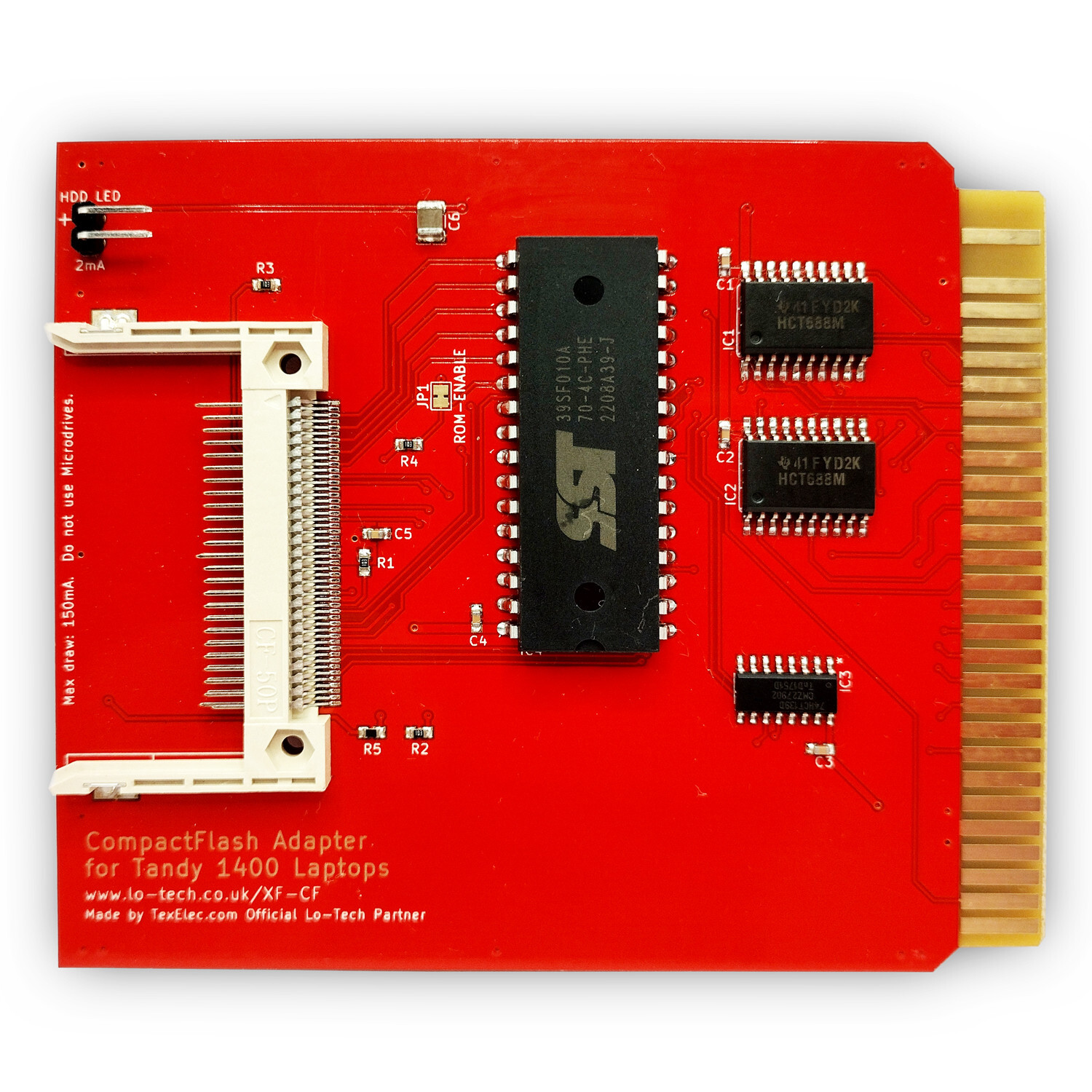 Assembled Tested & Working Lo-tech XT-CF Adapter for Tandy 1400 Laptops