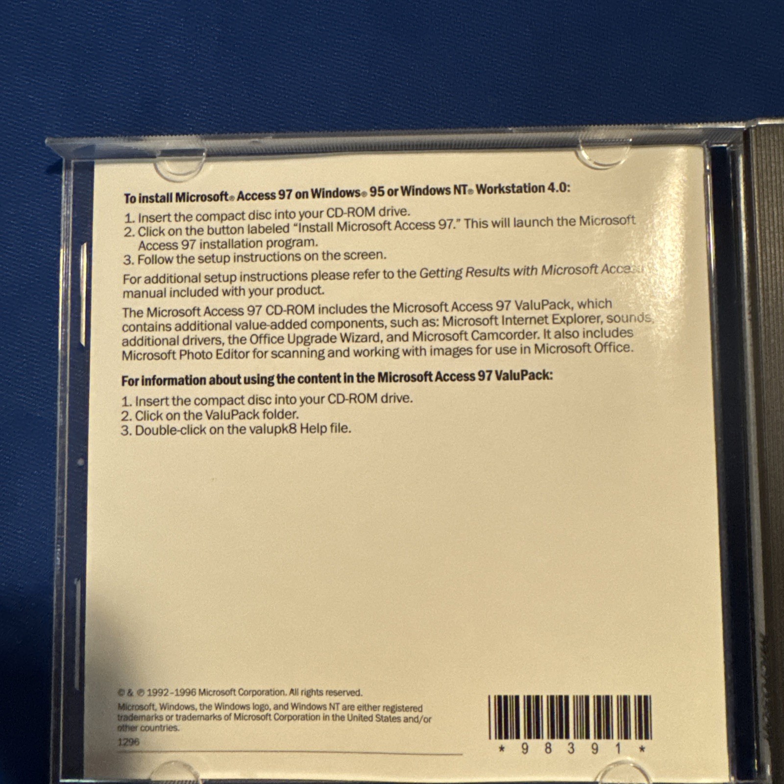 Microsoft Access 97 - Database Management System Disc