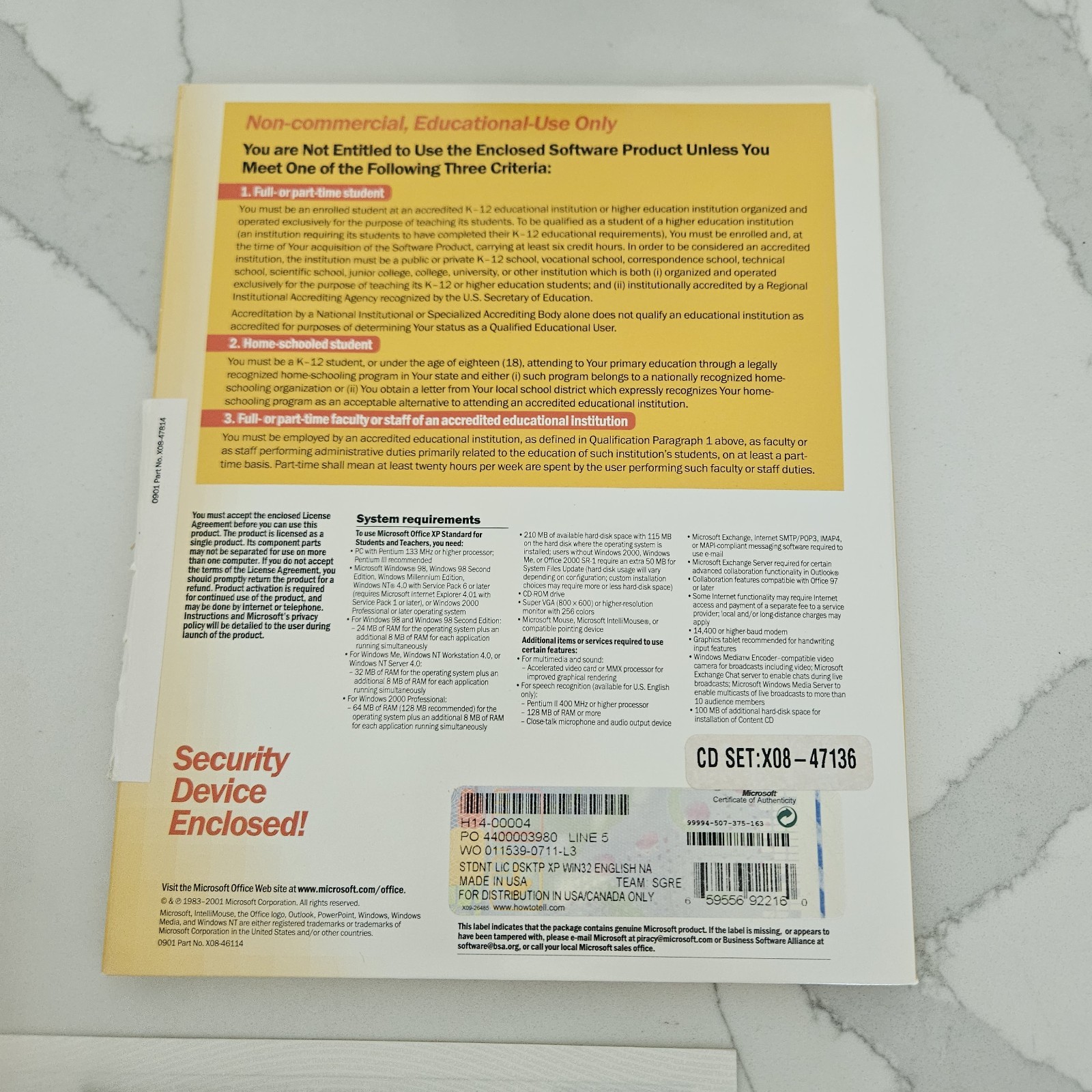 Microsoft Office XP Standard 2002 for Students and Teachers w/ CD & Key