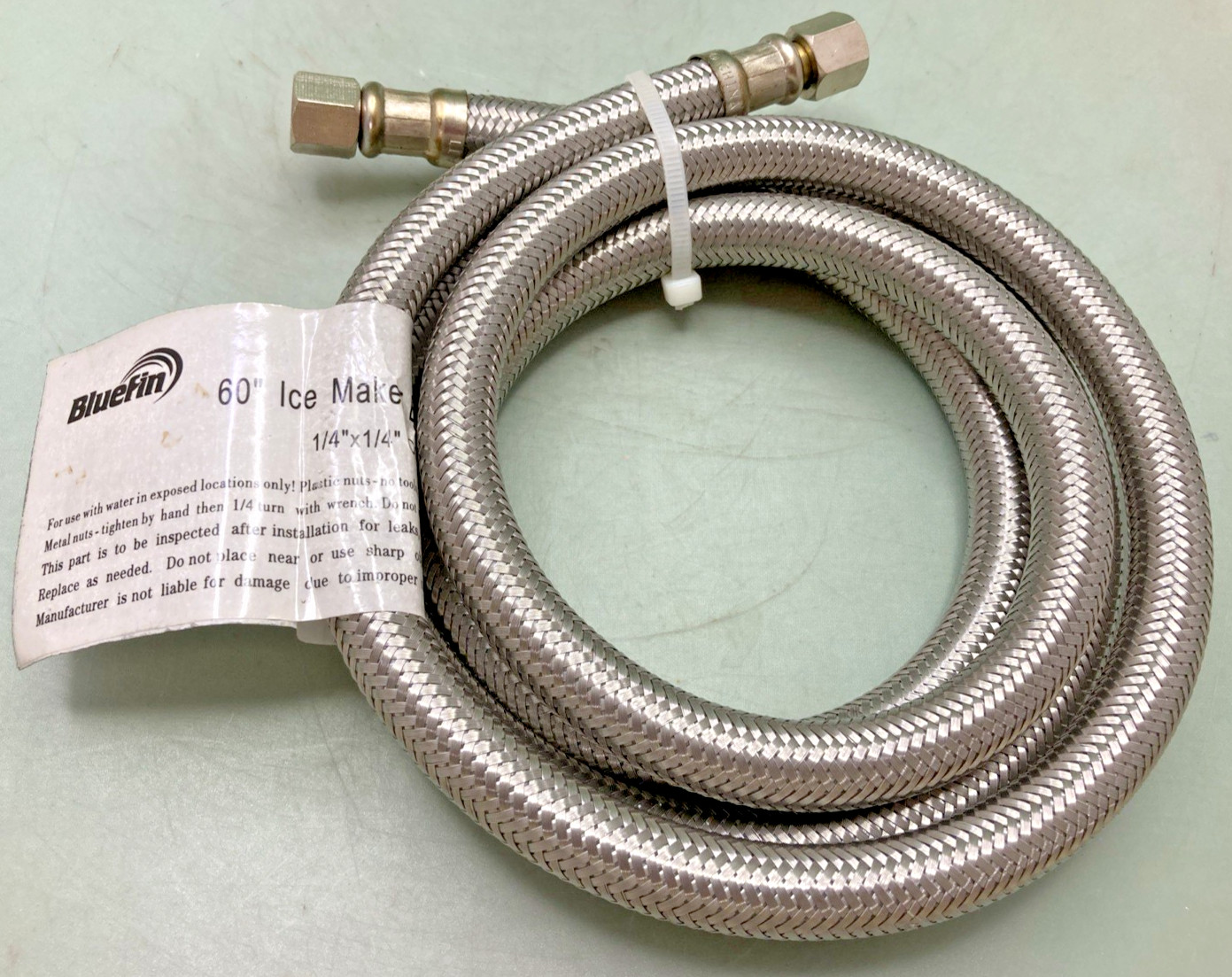 NEW GENUINE BLUEFIN IC60 ICE MAKER BRAIDED HOSE CONNECTOR 60"L 1/4 X 1/4"