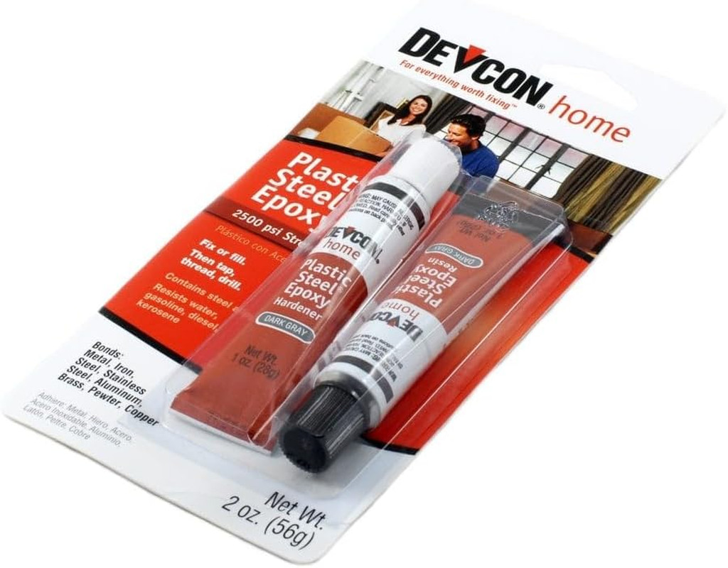 Plastic Steel Epoxy 1oz 2-Part Tube Metal Repair High Strength Gray