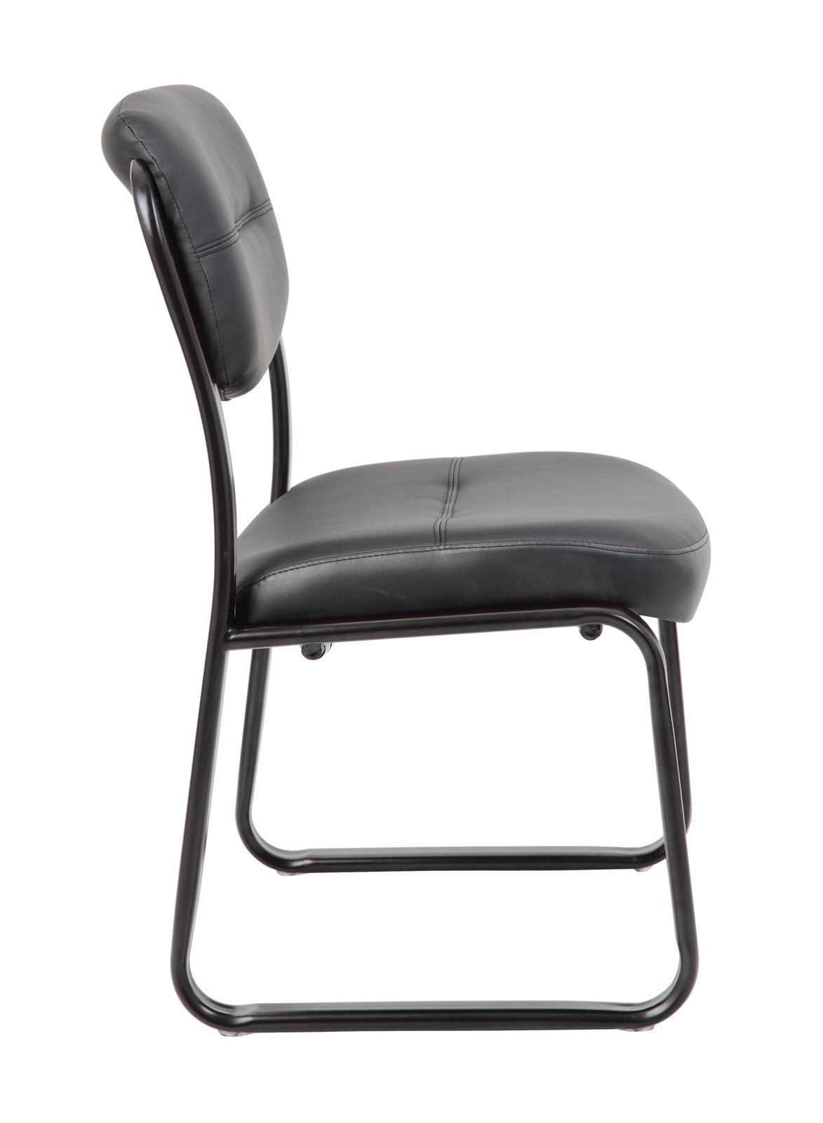Leather Sled Base Side Chair in Black