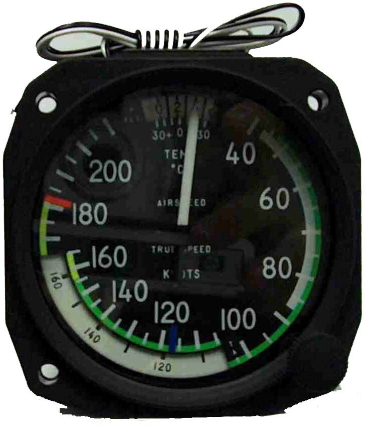 Reman True Airspeed Indicator, 40-210 knots, Light, 3-1/8, R-ASIT21KL