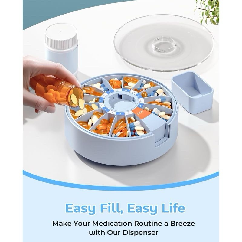 Daviky Desktop Pill Dispenser Daily Large Pull Box Organizer Wall Pointed 14 Day