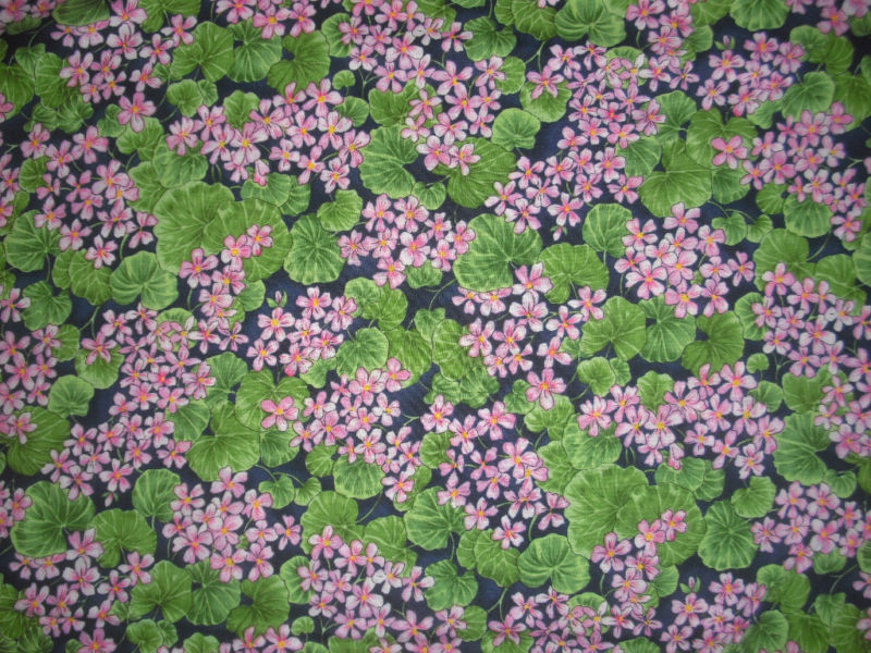 HOFFMAN Blooms Pink Blossoms on Navy QUILT FABRIC