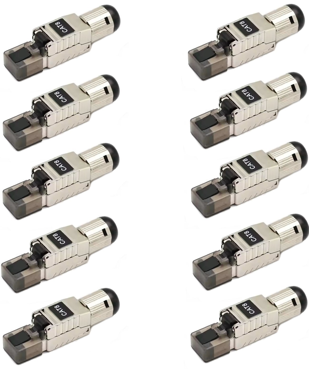 10 Pcs CAT8 Full Shielded RJ45 Network LAN Ethernet Plug 40G Connector Tool Free