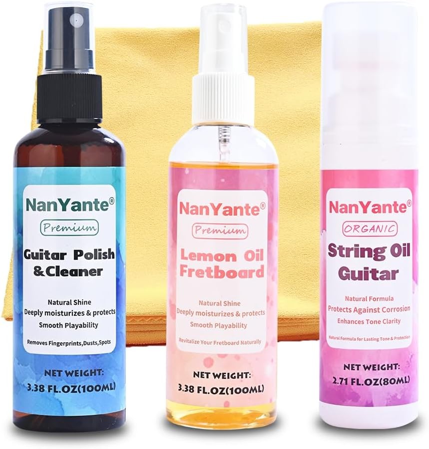 3-in-1 Guitar Cleaning Care Kit, 280ml – Polish & Cleaner, Lemon Oil Fretboard