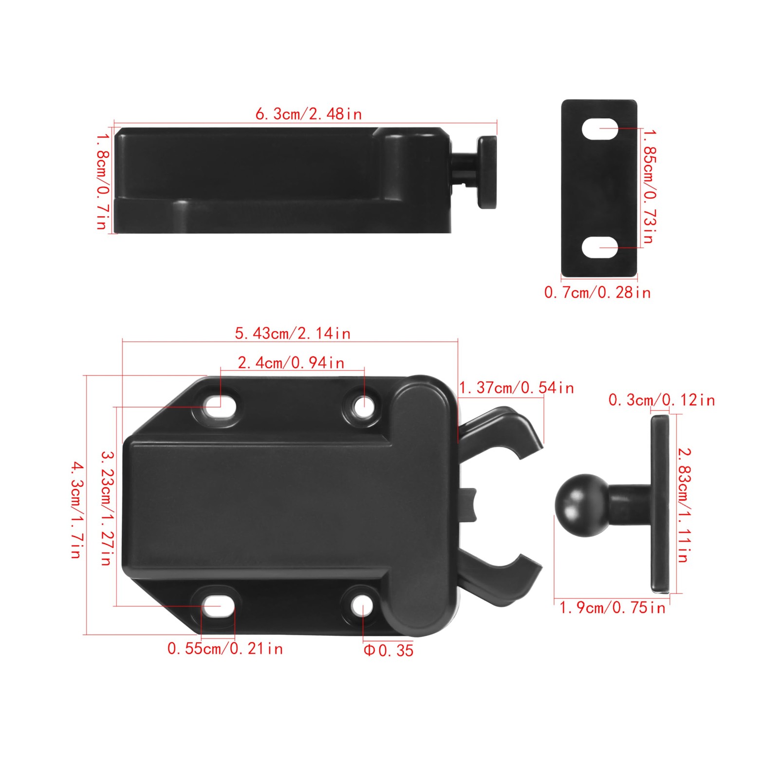 2 Packs Push Latch Rebound Self-Locking Device Automatic Pop-Up Cabinet Lock