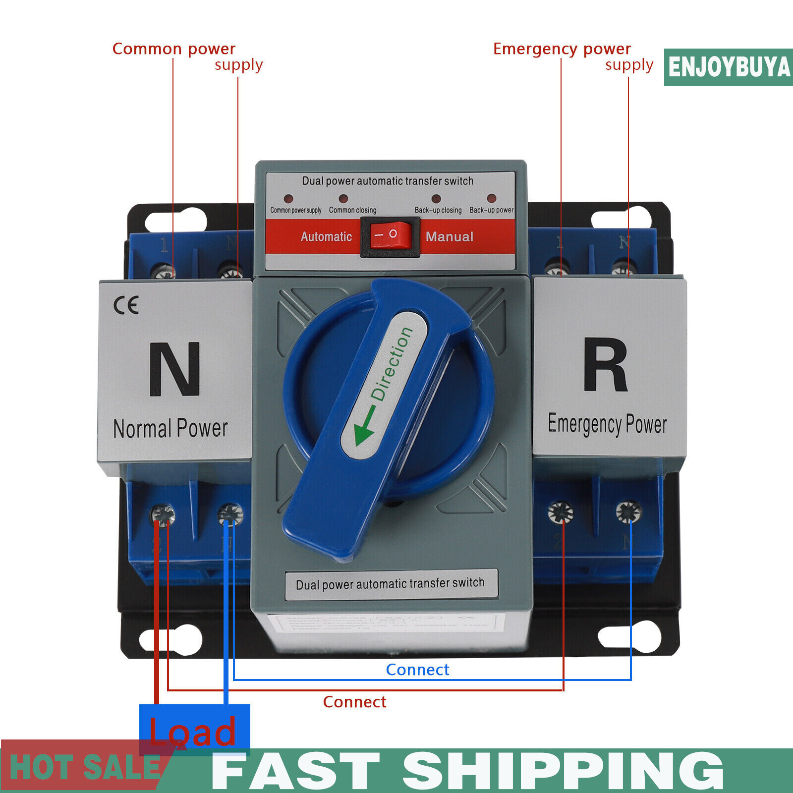 AC110V 2P 63A Mini Dual Power Automatic Transfer Switch Toggle Control Converts