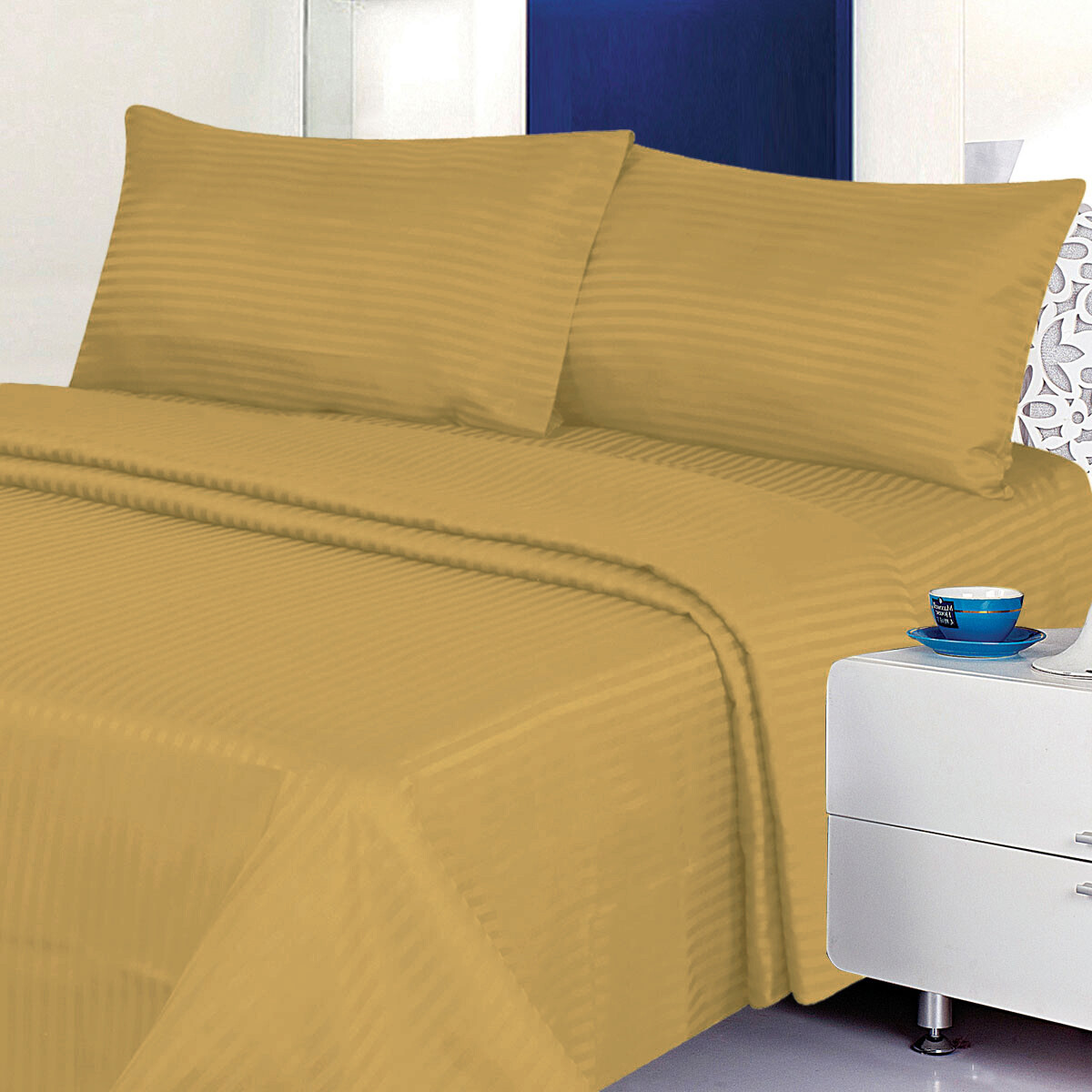 Luxurious 400 Thread Count Dobby Stripe Sheet Set 100% Cotton 9 Colors 4 Sizes