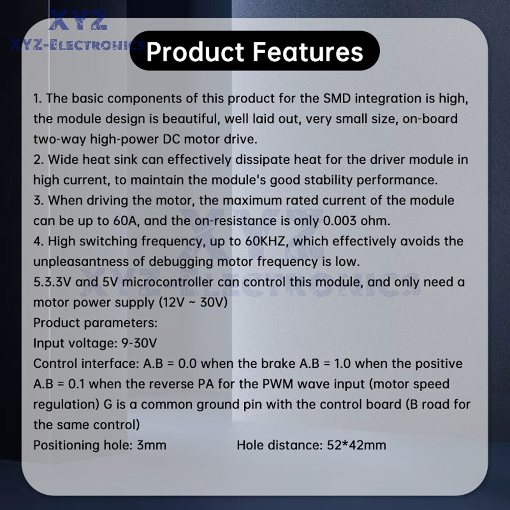 9V-30V 60A Dual PWM DC Motor Driver Module High Power H-Bridge Speed Controller