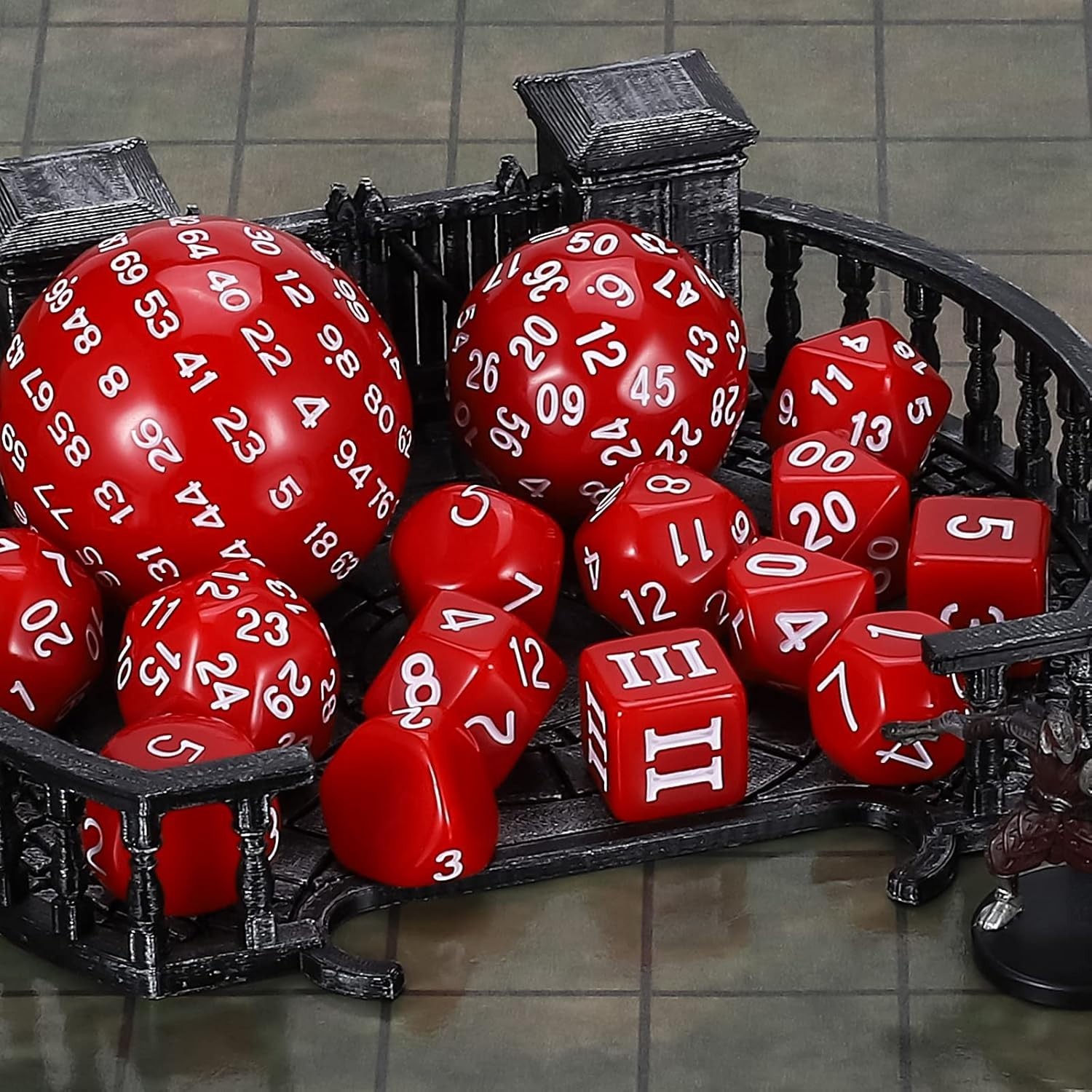 DND Polyhedral Dice Set Red White (15pcs) D4-D100 Game Dice with Dice Bag