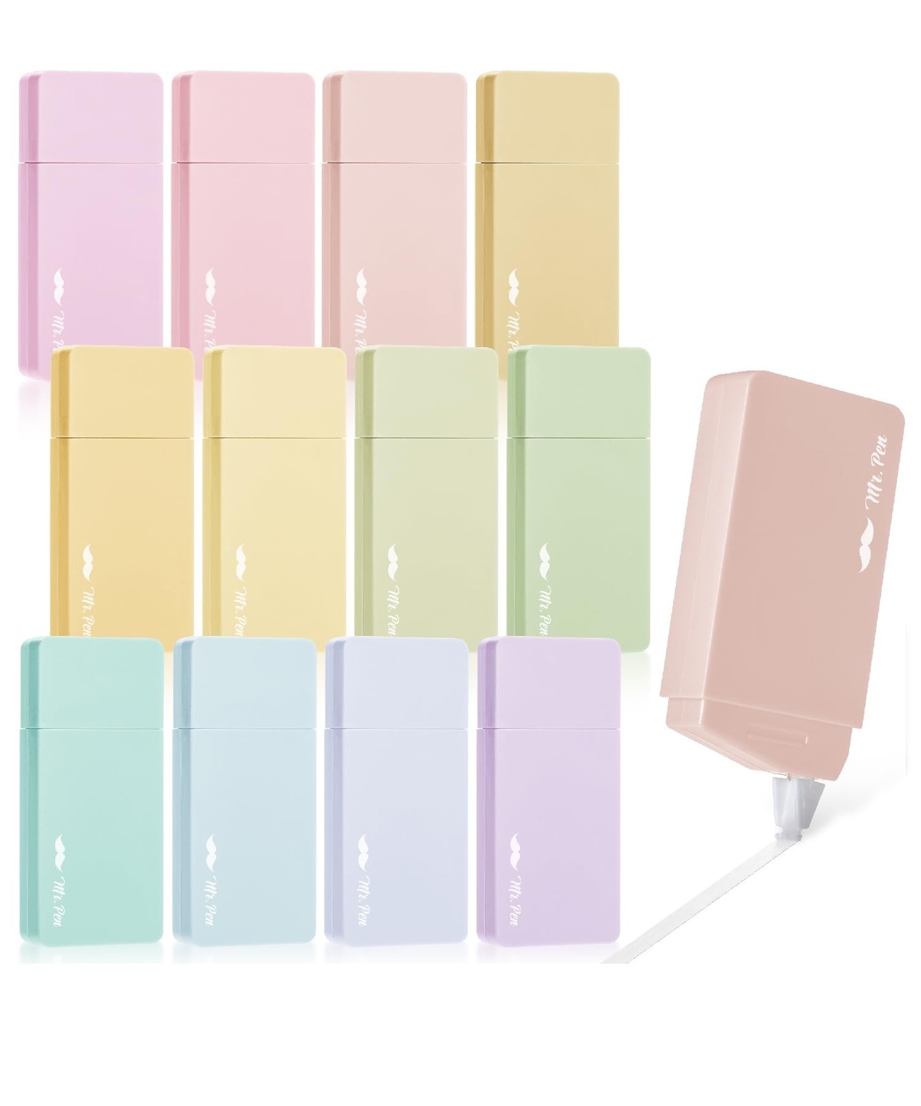 Mr. Pen- Aesthetic Correction Tape Bulk, 0.2" x 236", 12 pcs, Pastel Barrel