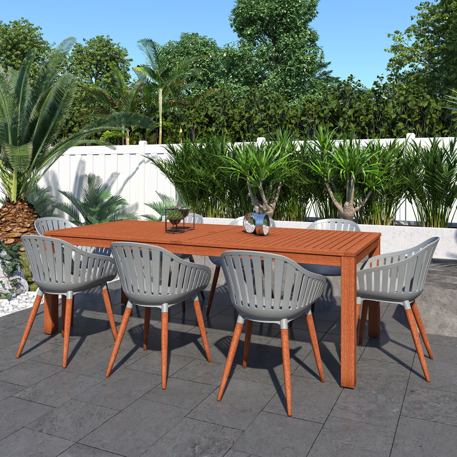 Amazonia Loira 4-Piece Outdoor Dining Chairs | Eucalyptus | White Chairs