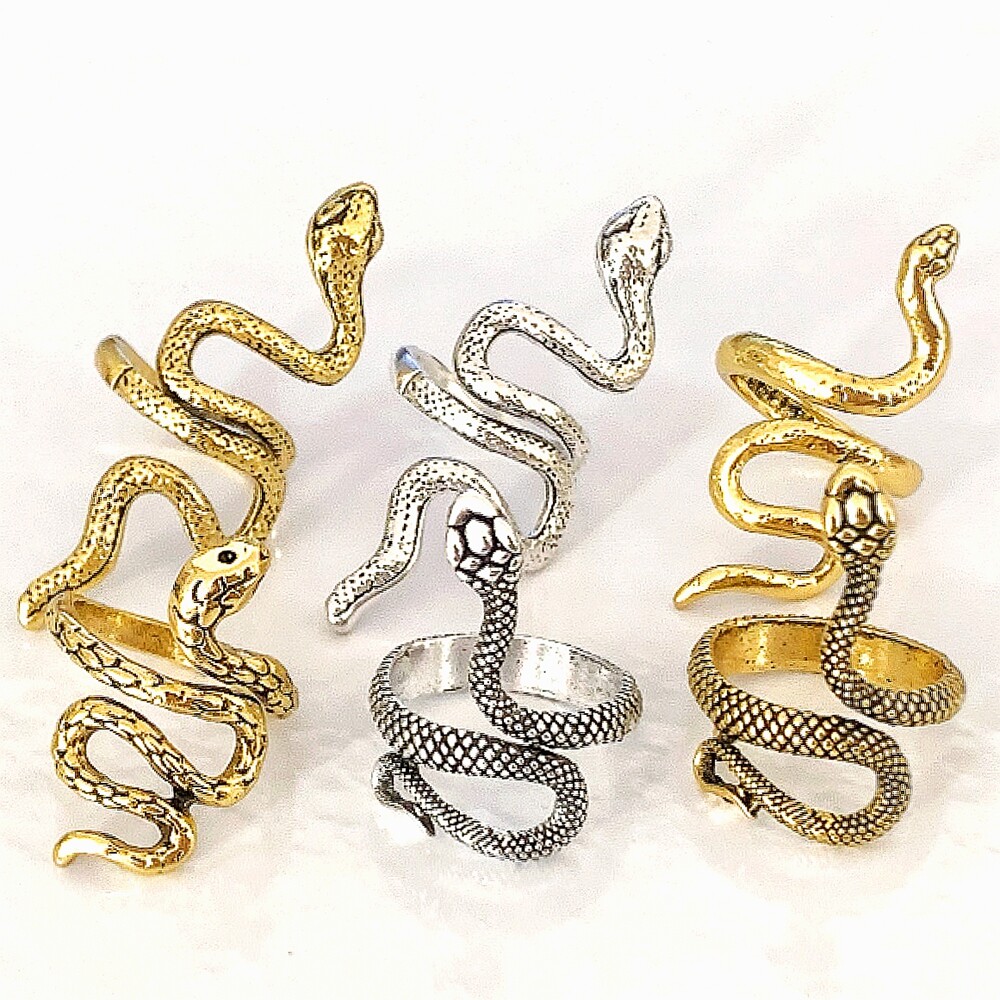 Bulk lots 30pcs  gold silver snake rings Alloy charm men women partygift jewelry