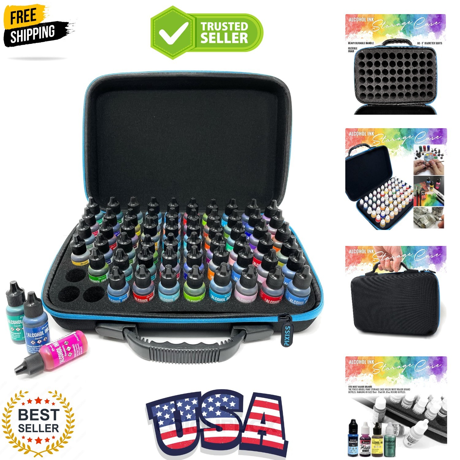 Alcohol Ink Storage Carrying Case Organizer by , Large Size Stores 60x 0.5-Ou...