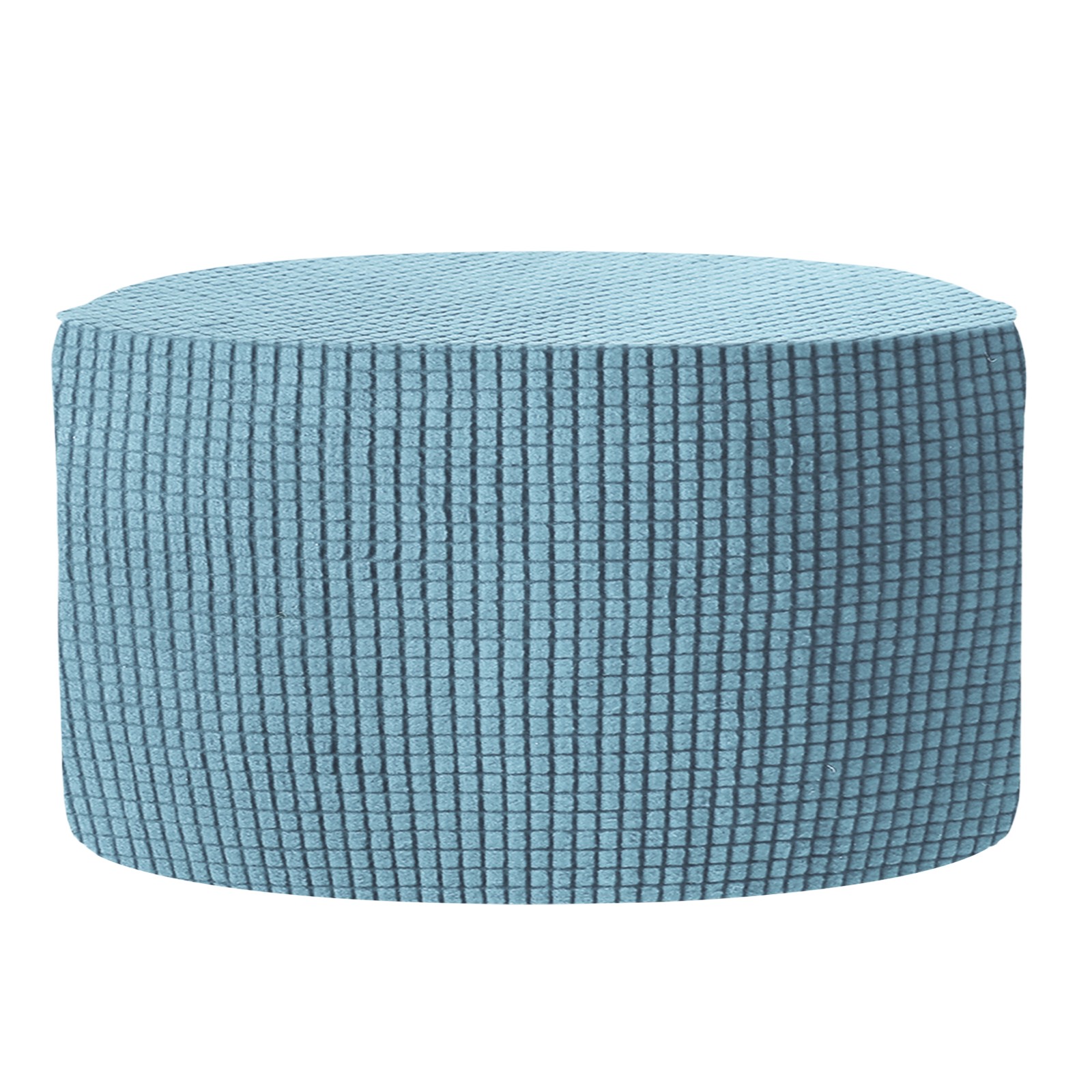 Ottomen Cover Round with Elastic Bottom, (Medium Size, Dusty Blue)