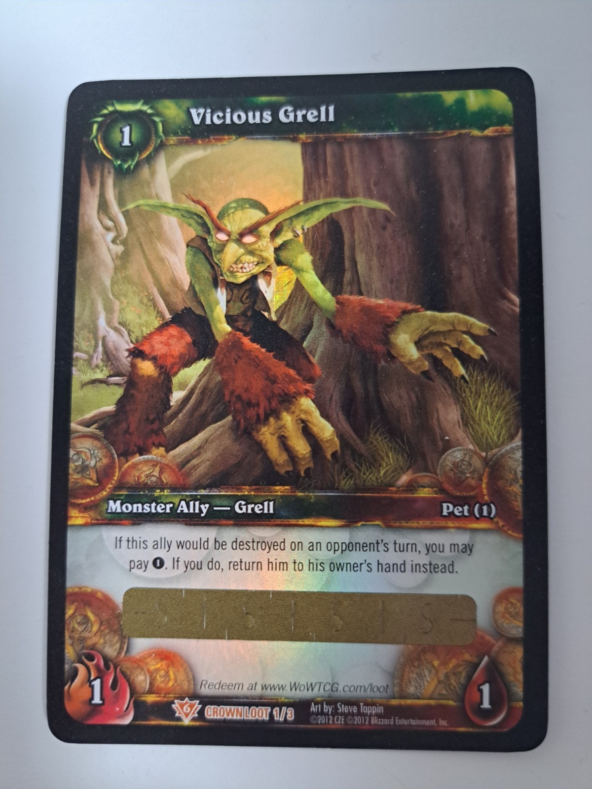 Warcraft UNSCRATCHED Loot Card Vicious Grell
