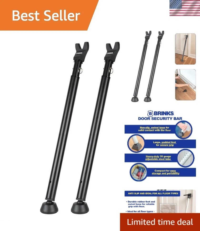 Versatile Door Security Bar - 25" to 43" Adjustable - Perfect for Travel