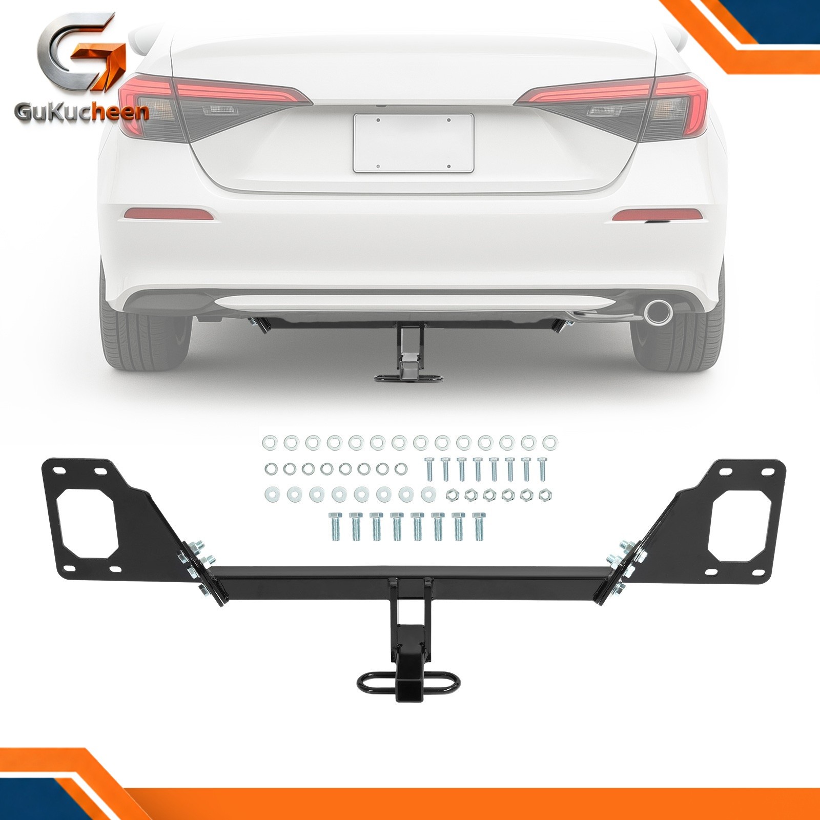 1.25" Receiver Trailer Hitch Class 1 For Honda Civic Exc Center Exhaust 16-25