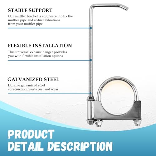 2.5 Inch Exhaust Hangers,Heavy Duty Adjustable 2.5 Exhaust Clamp with Muffler
