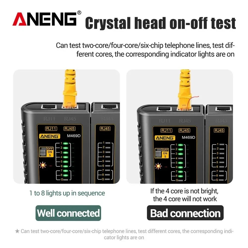 Network Ethernet Lan Internet Cable Tester Test Tool Cat5 RJ11 RJ12 RJ45