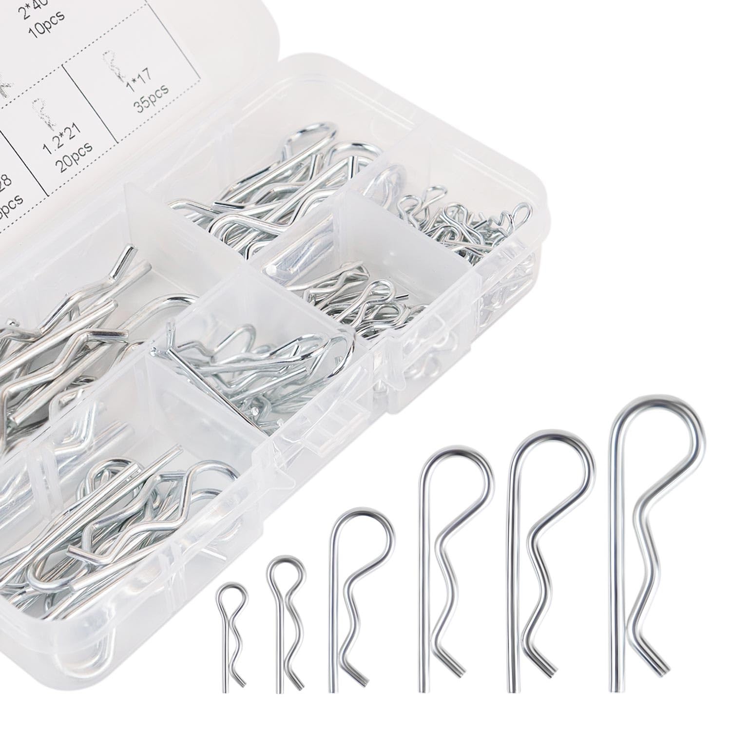 100 Pcs Cotter Pin R Pins Carbon Steel R Clips Zinc 0.5 inches x 1