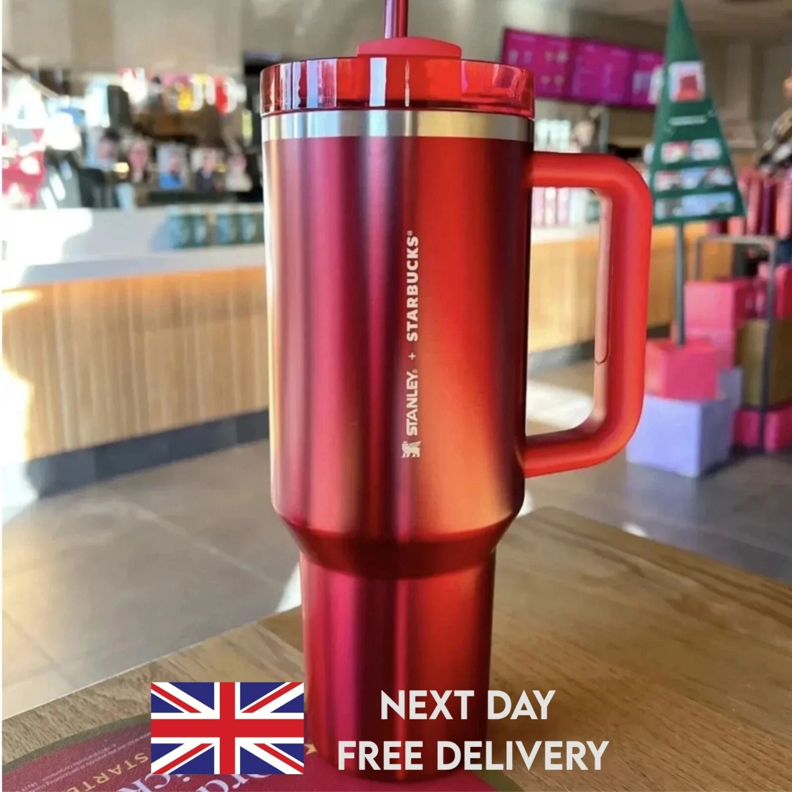 Red Stanley x Starbucks Quencher Tumbler 40oz Limited Edition Cup With Handle