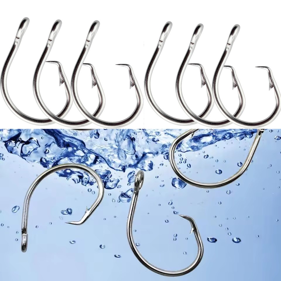 50PCS Stainless Steel Tuna Circle Hook Big Game Sea Fishing Hook 8/0-14/0