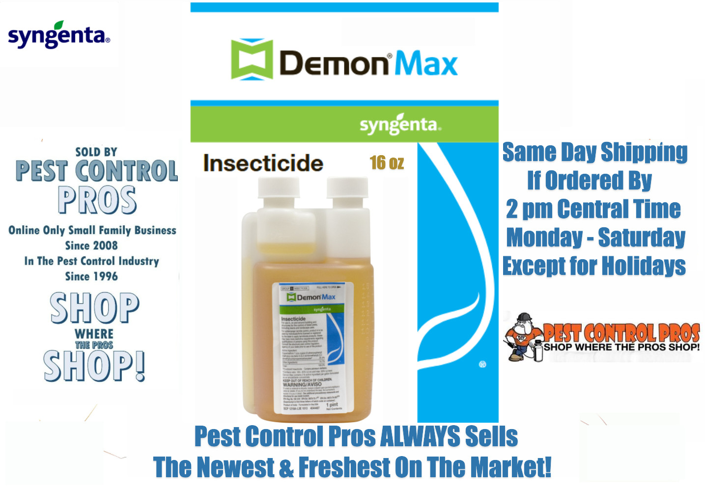 16 Oz Demon Max Pest Insect Control Insecticide 25.3% No shipping to NY CT an VT