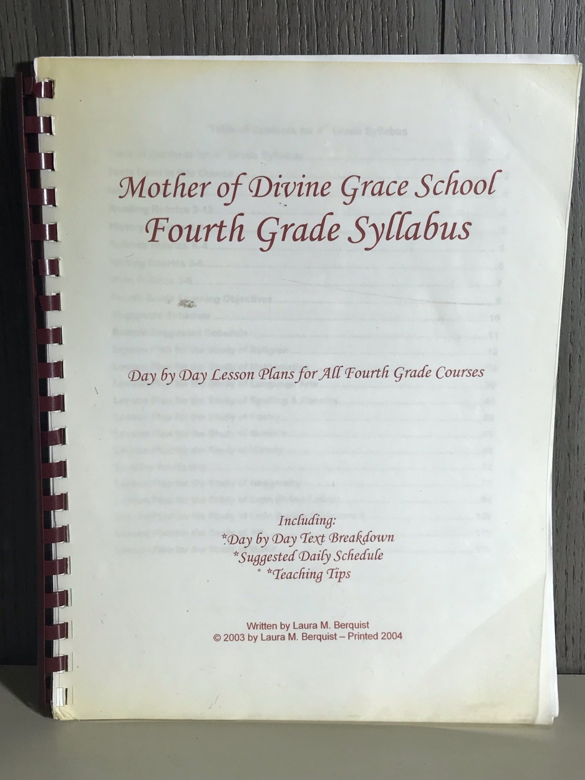 Mother of Divine Grace School Syllabus & Teacher Planners
