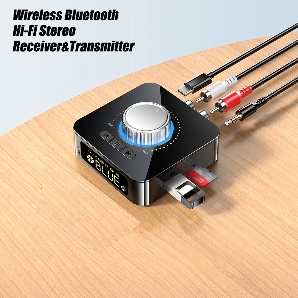 Bluetooth 5.0 Transmitter Receiver 2 IN 1 Wireless Audio 3.5mm Jack Aux Adapter
