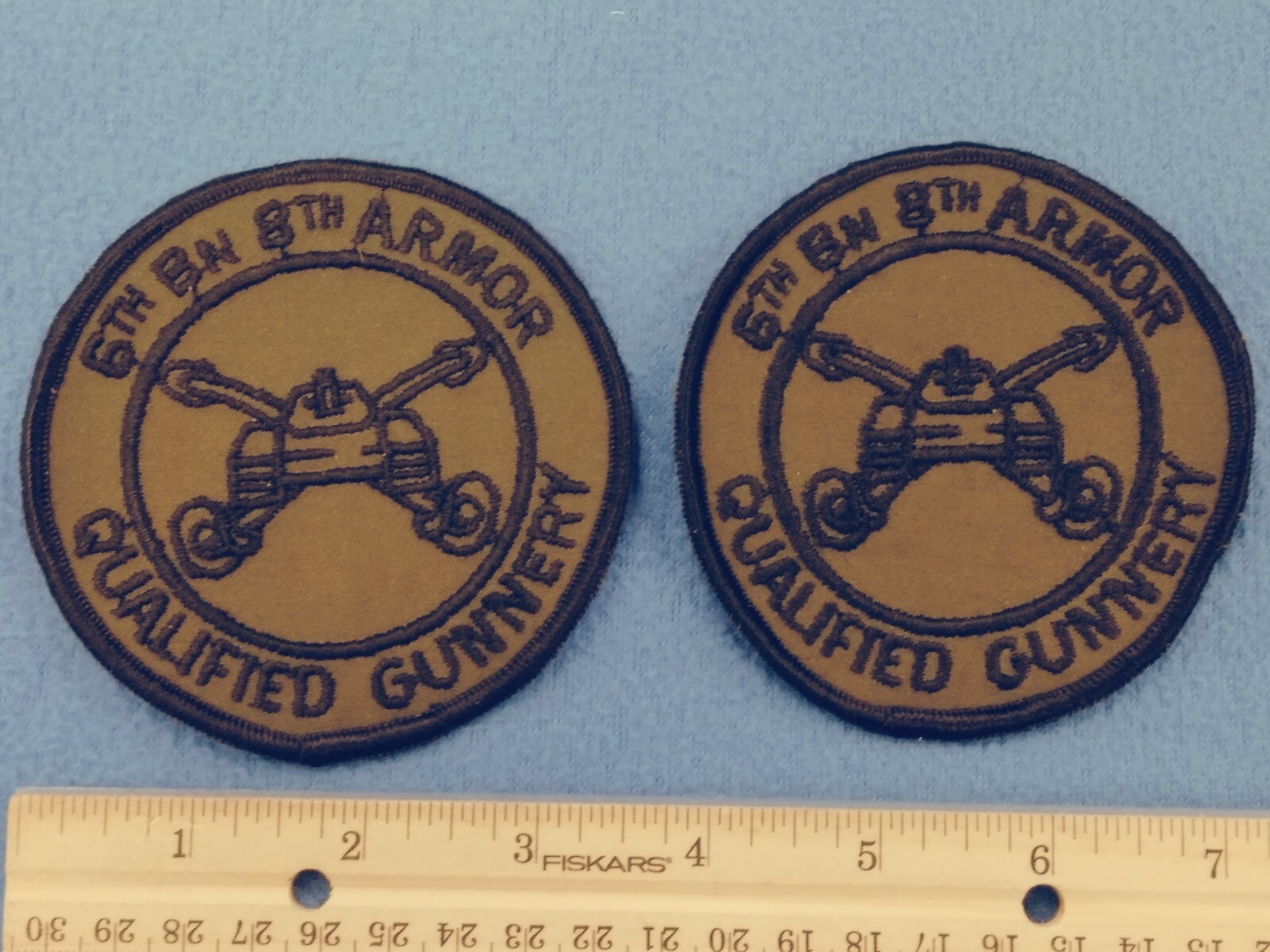 PAIR OF - 6th Bn 8th ARMOR QUALIFIED GUNNERY (U.S. Army) PATCHES - NEW