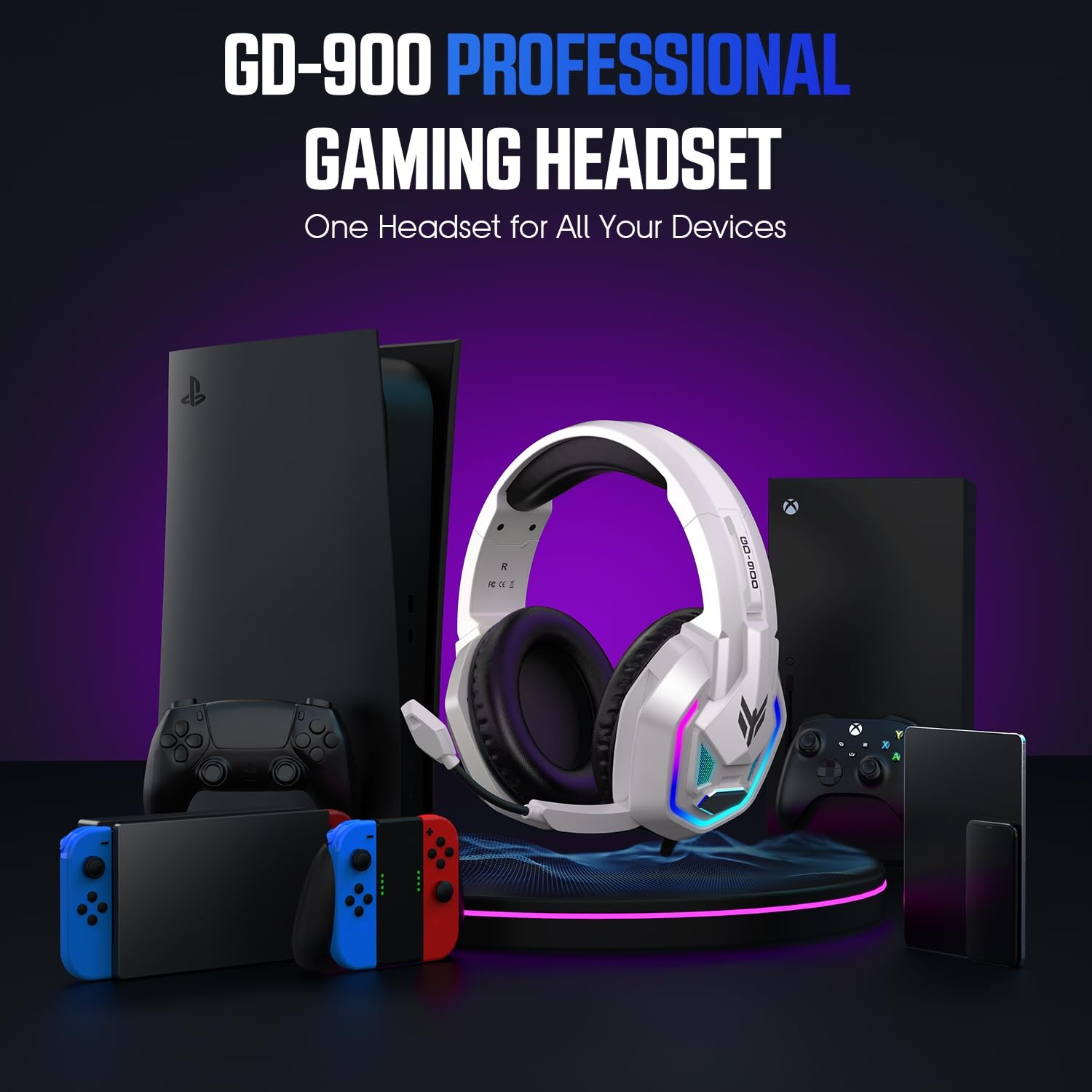 Gaming Headset for PS5, PS4, Xbox Series X|S, Xbox One, PC, Switch, Mac - RGB...