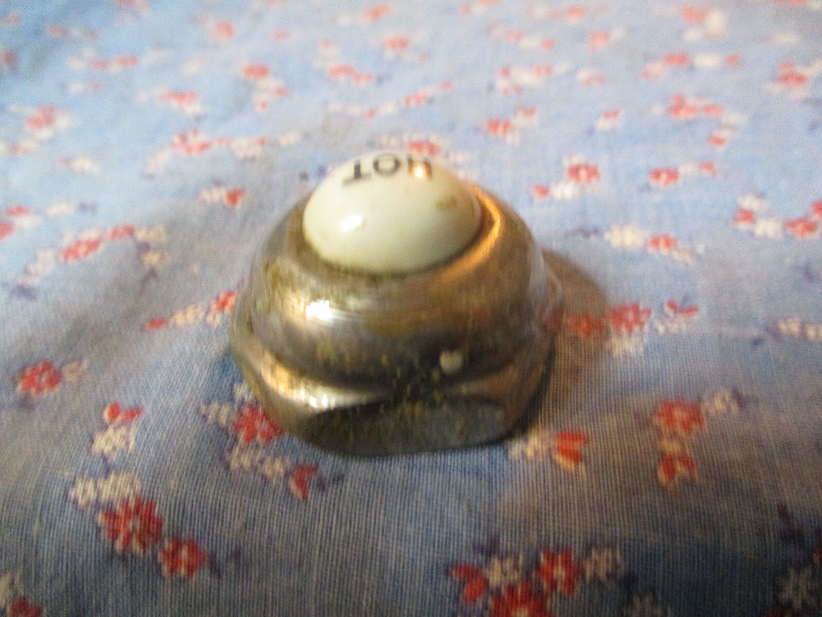 Old HOT Faucet Cap Nut Threaded Hot is Porcelain As Found Condition