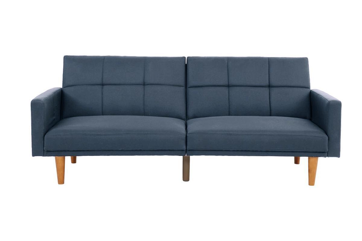 Transitional Look Living Room Sofa Couch Convertible Bed Navy Polyfiber 1pc Tuft
