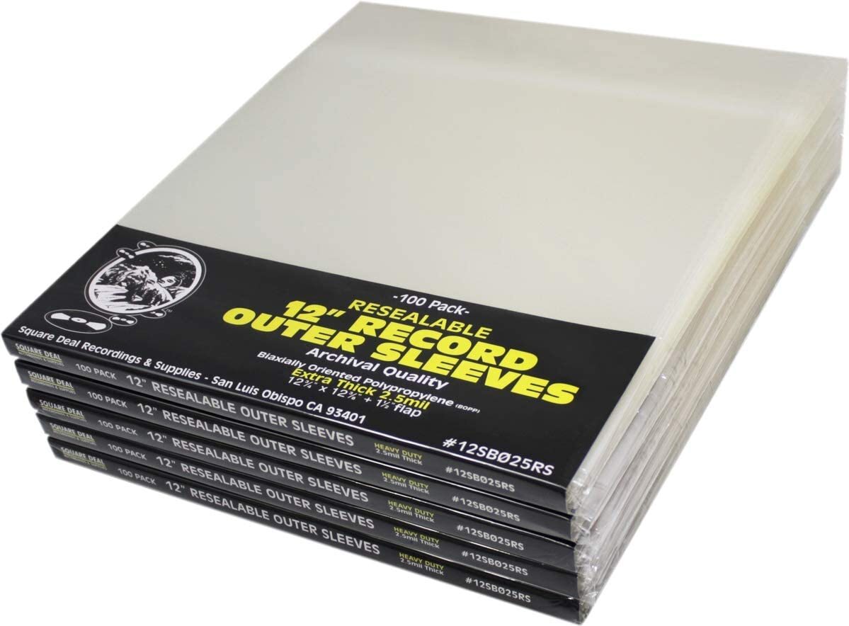 (500) 12” Vinyl Record Outer Sleeves 2.5mil THICK RESEALABLE Archival Clear BOPP
