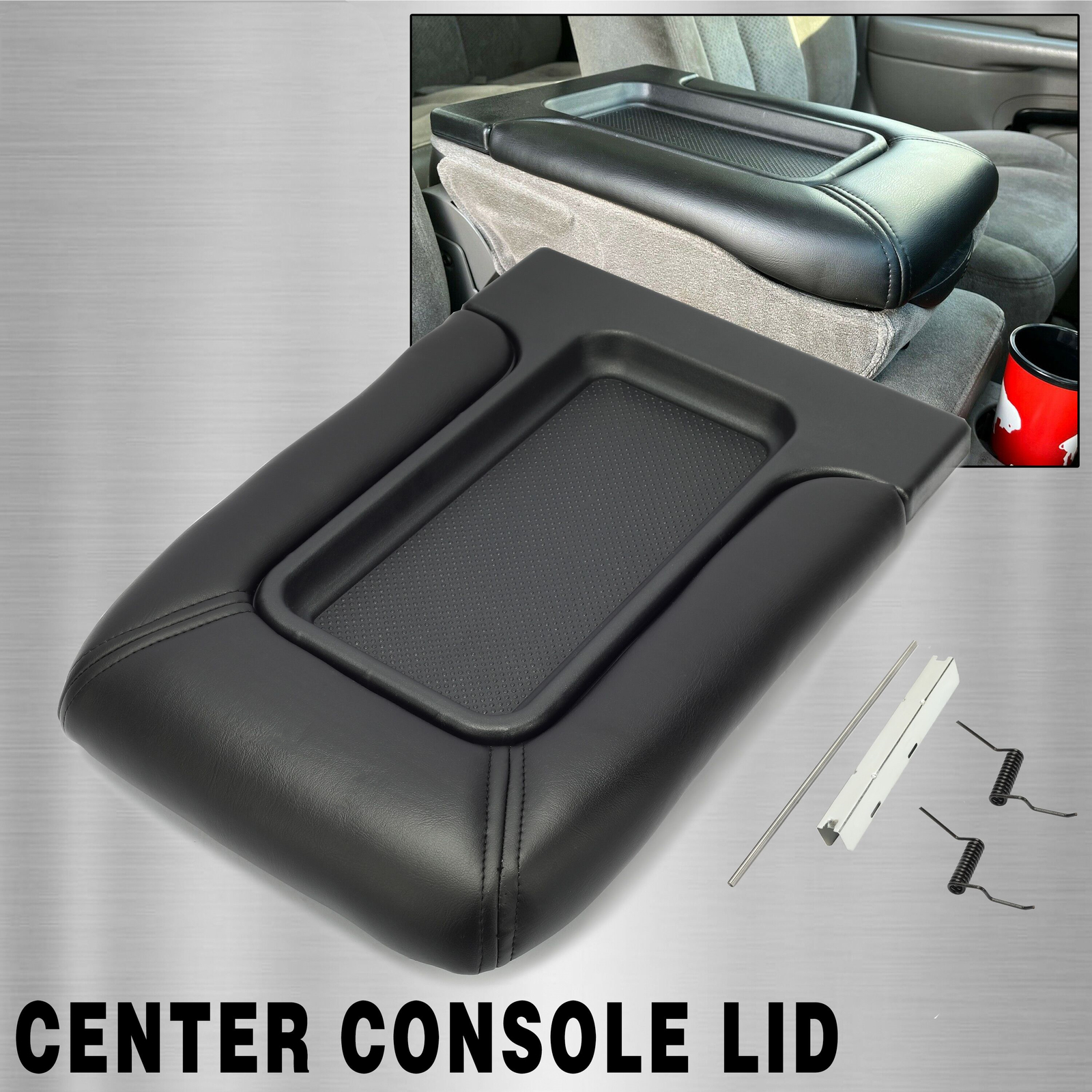 Fits 99-07 Chevy Silverado Avalanche Lid Armrest Latch Center Console Dark Gray