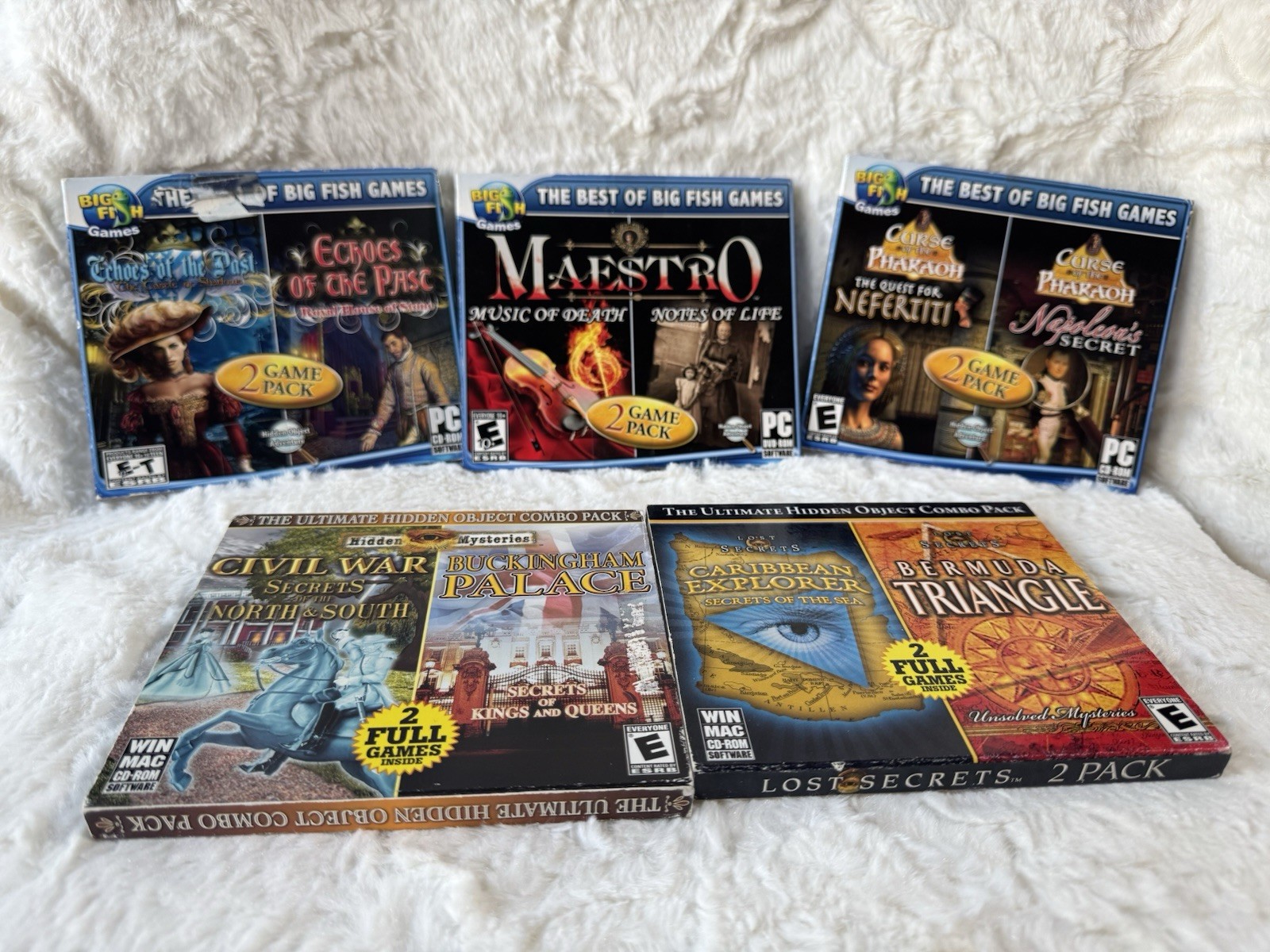 Lot Of 5 Hidden Object Games: Echoes Of Past, Maestro, Curse Of The Pharaoh